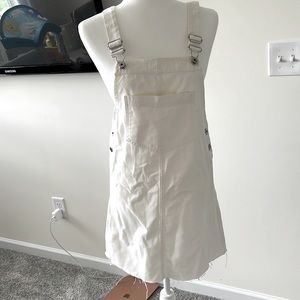 White Denim Pinafore Dress